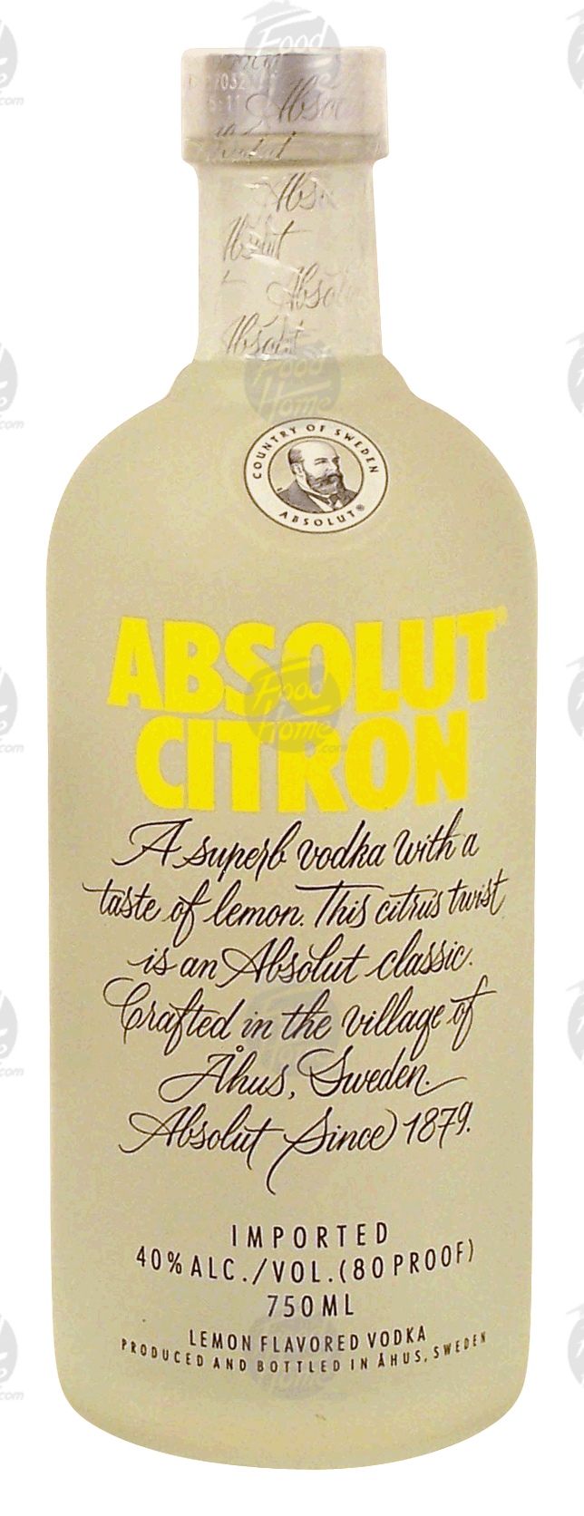 Absolut Citron lemon flavor vodka, imported, 40% alc. by vol. Full-Size Picture